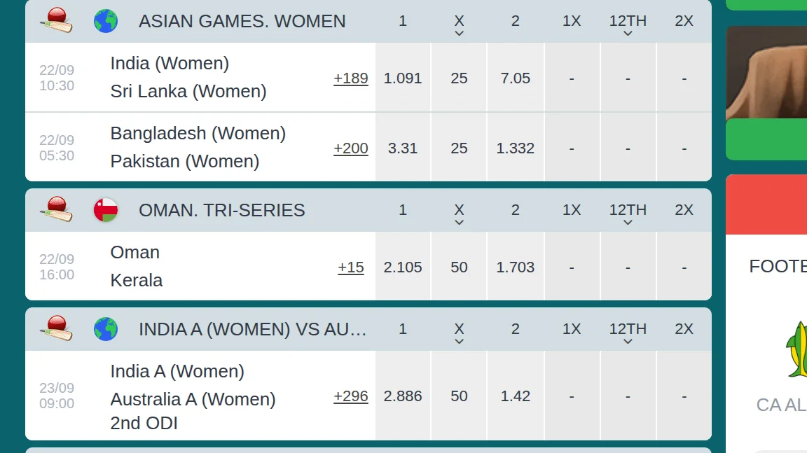 The in-play cricket list: Asian Games Women, the Oman Tri-Series and India A Women v Australia A