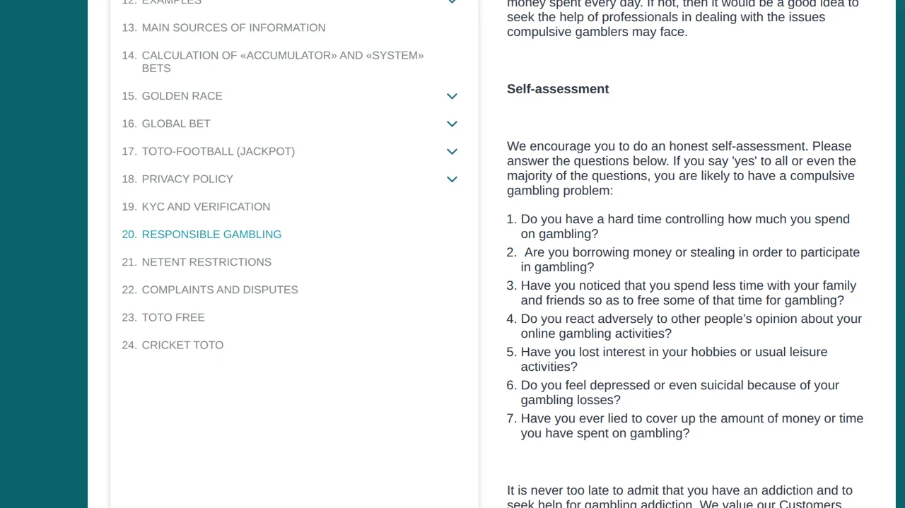 The self-assessment questionnaire in chapter 20