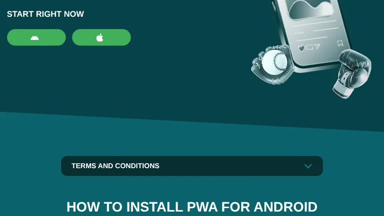 The mobile page, with the app download buttons and the PWA install guide
