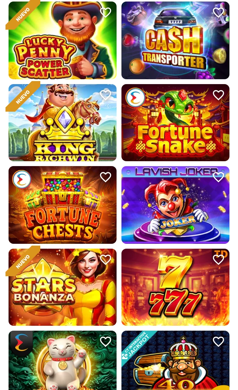 Lobby de Apuesta Total con etiquetas TOP 10 y NUEVO