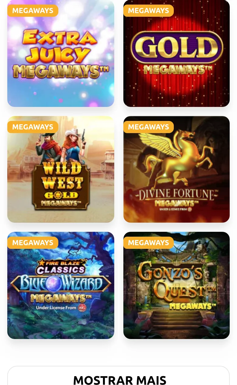 Jogos Megaways no catálogo da Bacanaplay