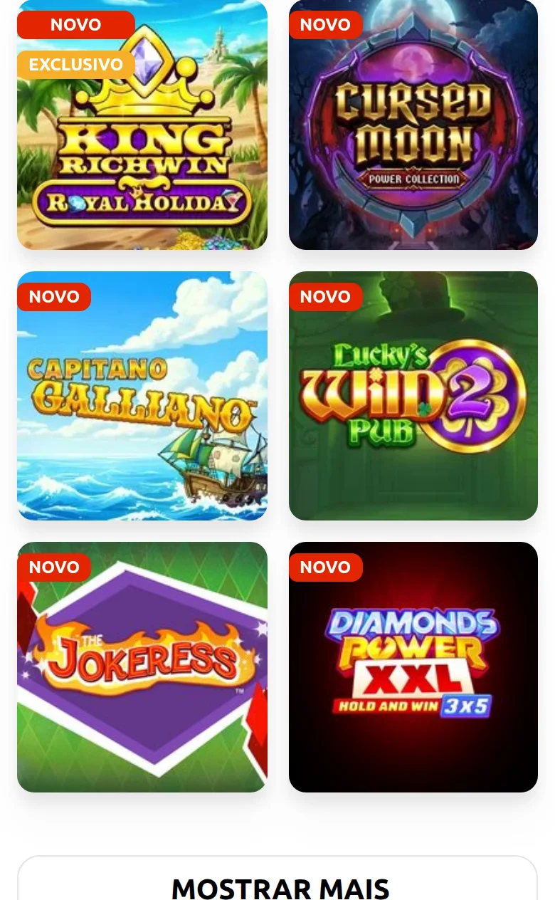 Novidades do catálogo da Bacanaplay, com os títulos adicionados mais recentemente