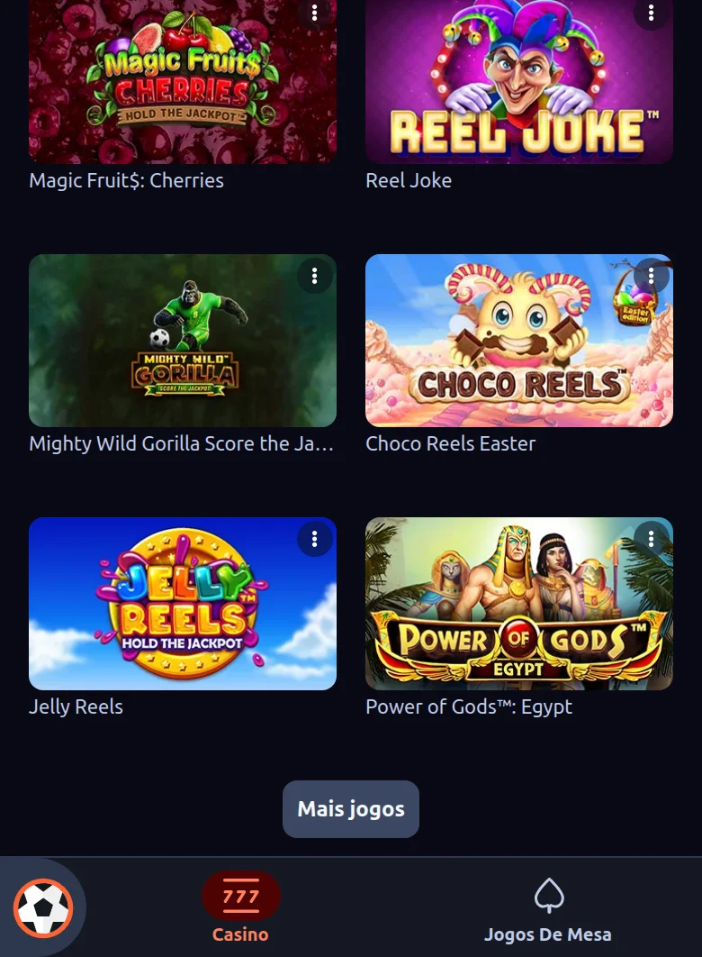 Secção de casino da Betano.pt, com as categorias de slots, jogos de mesa e jogos da sorte