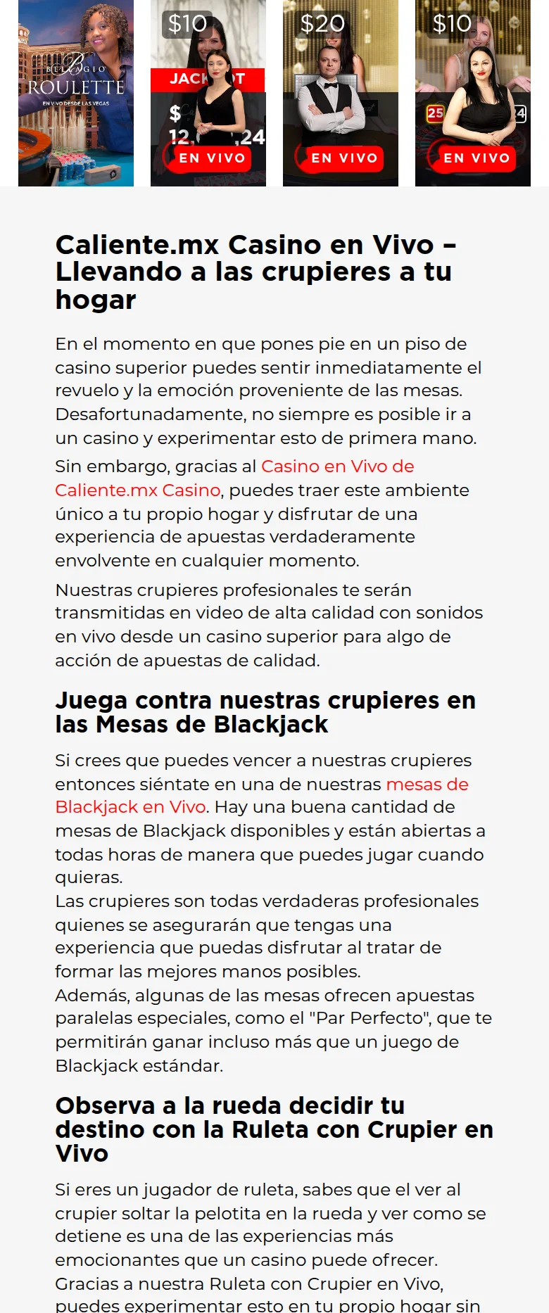 Mesas de casino en vivo con los mínimos de apuesta visibles