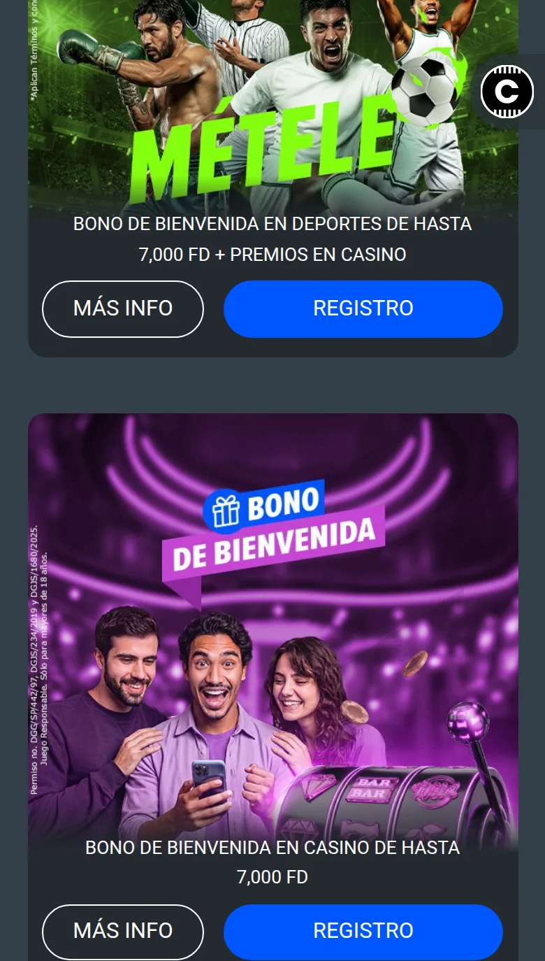 Bonos de bienvenida de Codere, con los números de permiso impresos en vertical