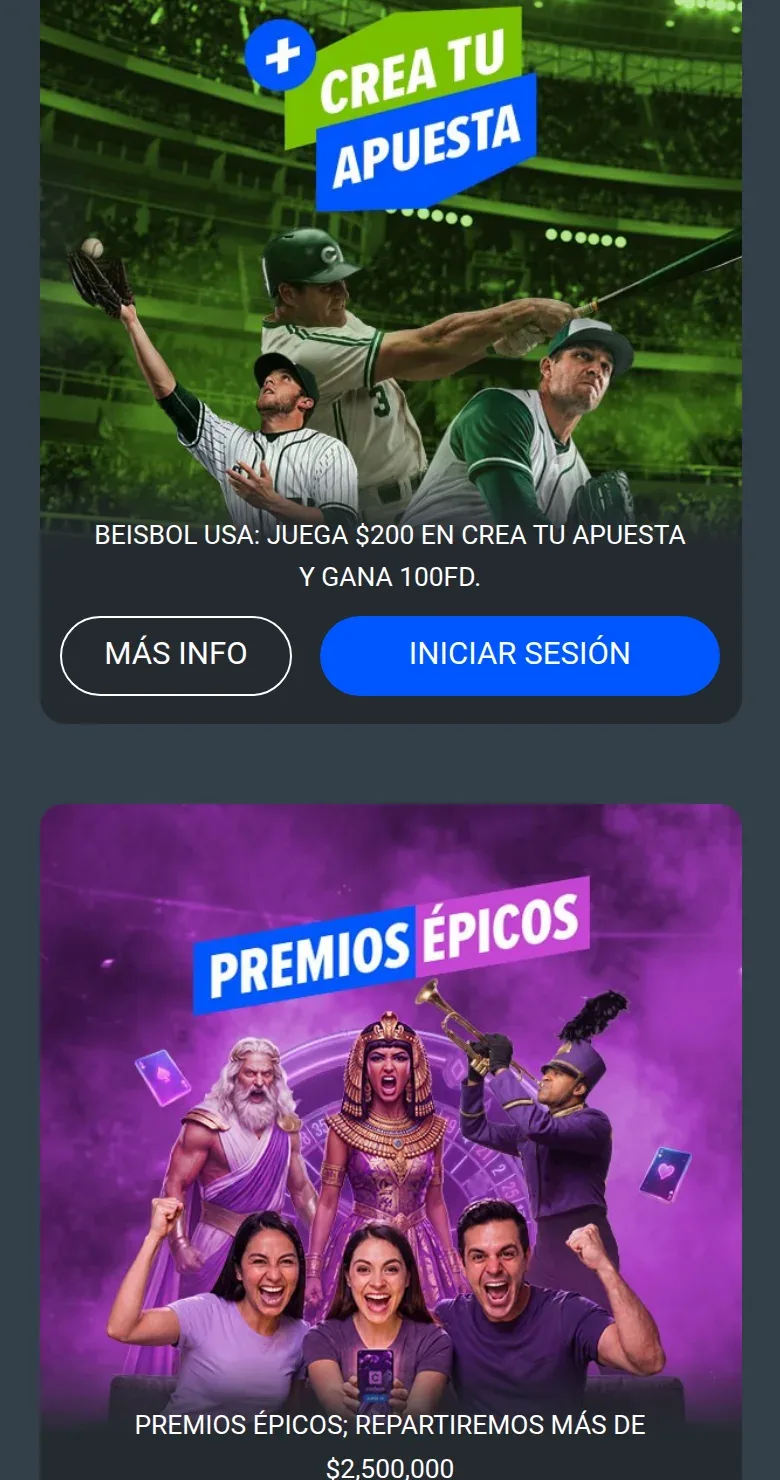 Promociones de Crea tu Apuesta y Premios Épicos