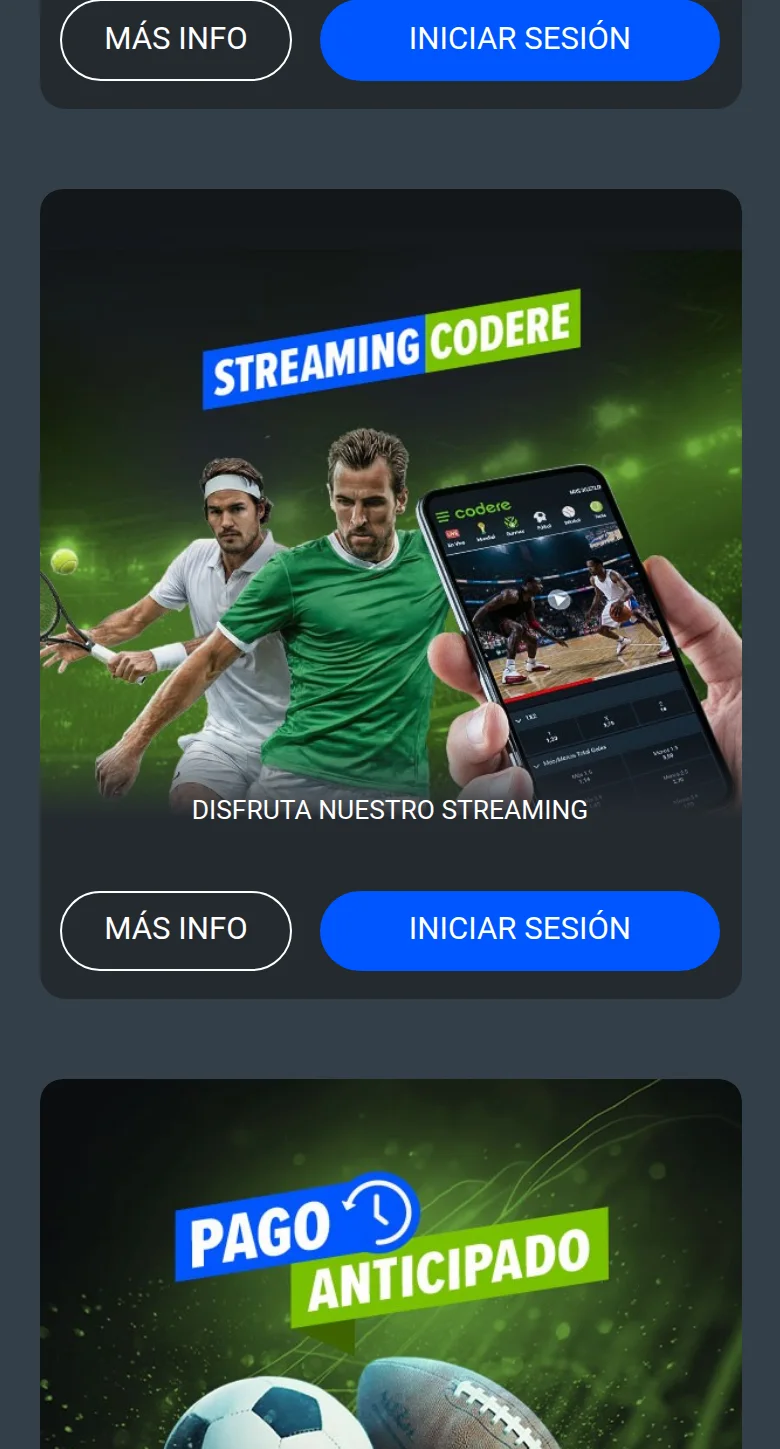 Promociones de streaming y pago anticipado de Codere