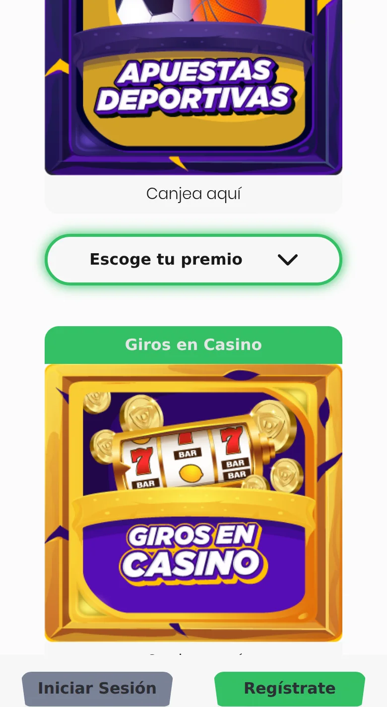 Loja de prémios da Doradobet, onde os pontos se trocam por apostas desportivas ou giros de casino