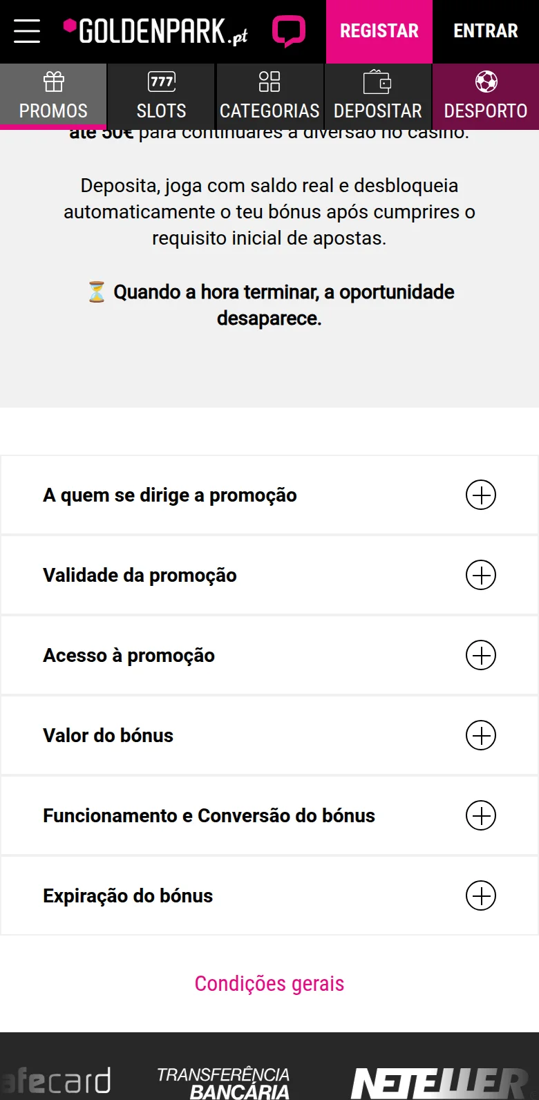 GoldenPark.pt — a promoção Happy Hour