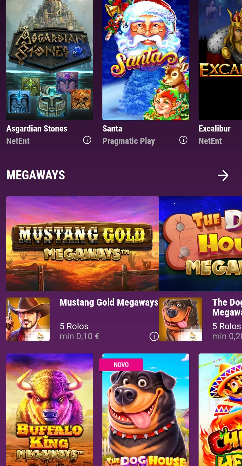 Catálogo de jogos de casino da GoldenPark