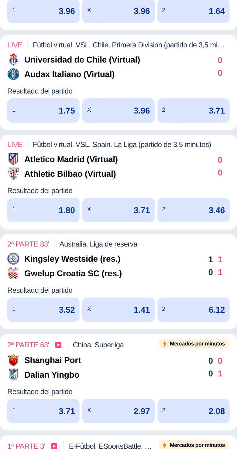 Más mercados deportivos