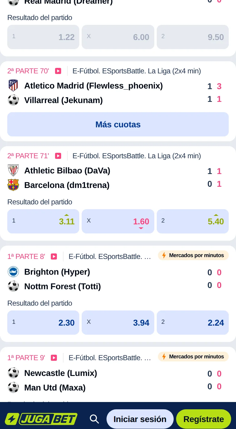 Los deportes disponibles