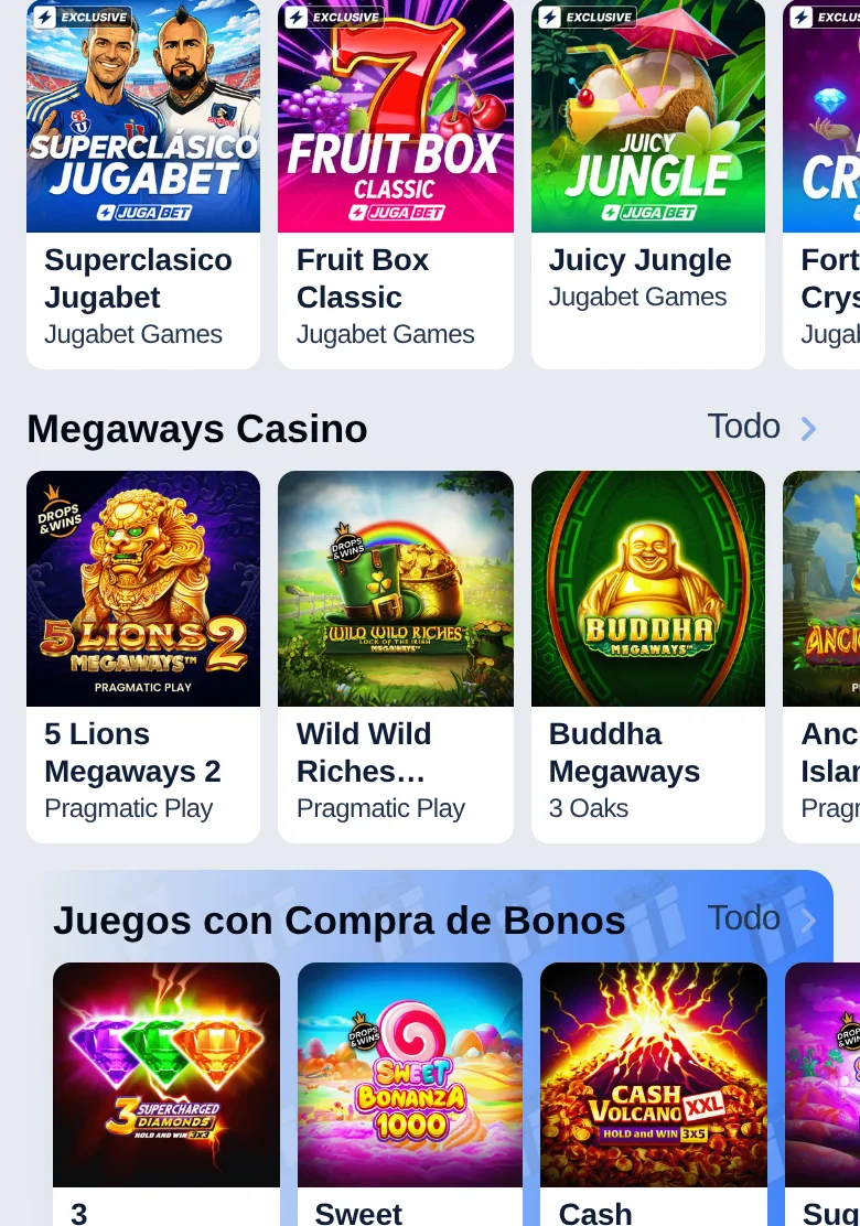 El catálogo del casino