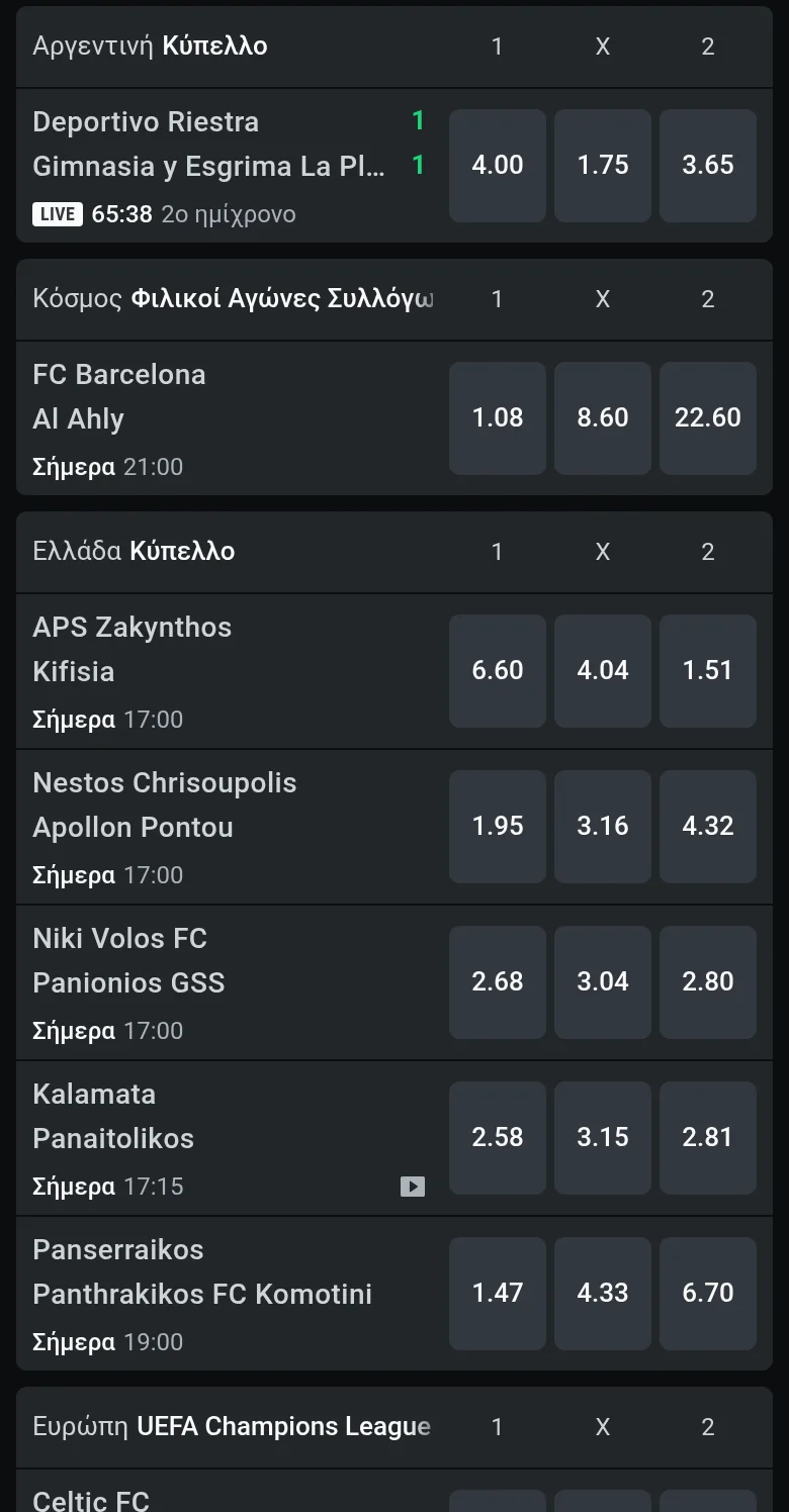 Ζωντανές αποδόσεις στο Κύπελλο Ελλάδας