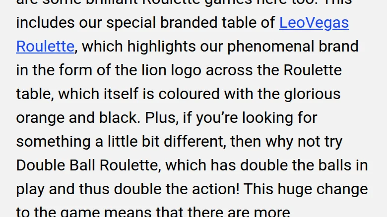 The operator's own description of its branded roulette table