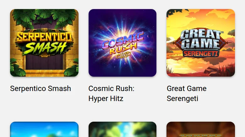 The new-games room: Serpentico Smash, Cosmic Rush Hyper Hitz, Great Game Serengeti
