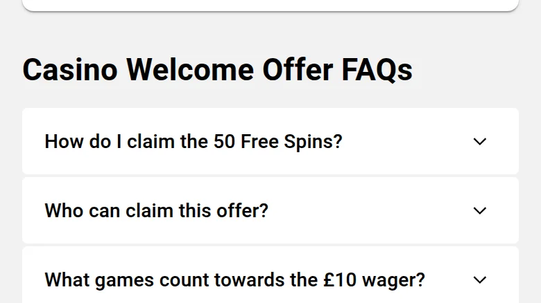 The Casino Welcome Offer FAQs: how to claim the 50 free spins, who can claim, what games count towards the £10 wager