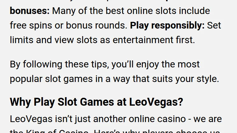 LeoVegas on its own slots: "Why Play Slot Games at LeoVegas?"