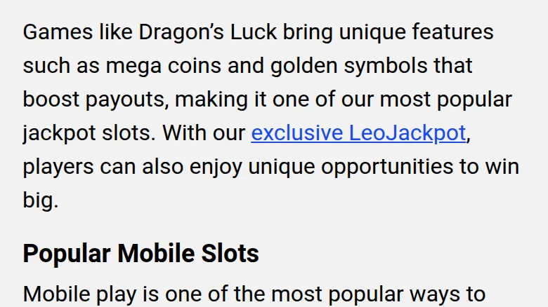 The operator on Dragon's Luck and the exclusive LeoJackpot