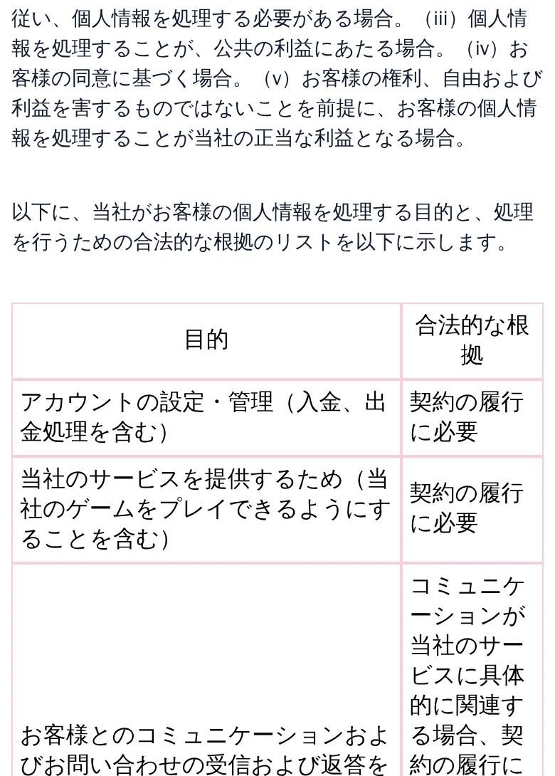 目的と法的根拠の表