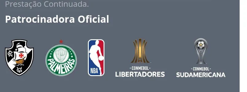 Rodapé com os patrocínios: Vasco, Palmeiras, NBA, Libertadores e Sudamericana