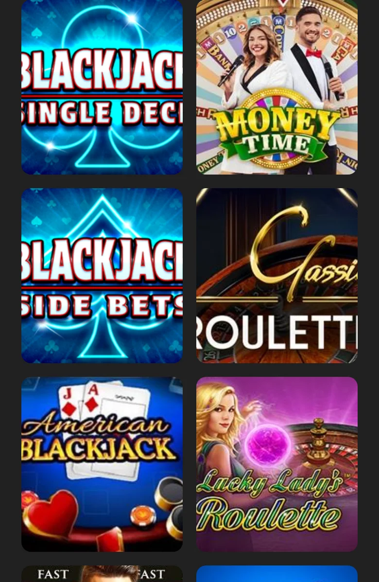Casino da Strendus com Blackjack Single Deck, Money Time, Blackjack Side Bets e Classic Roulette