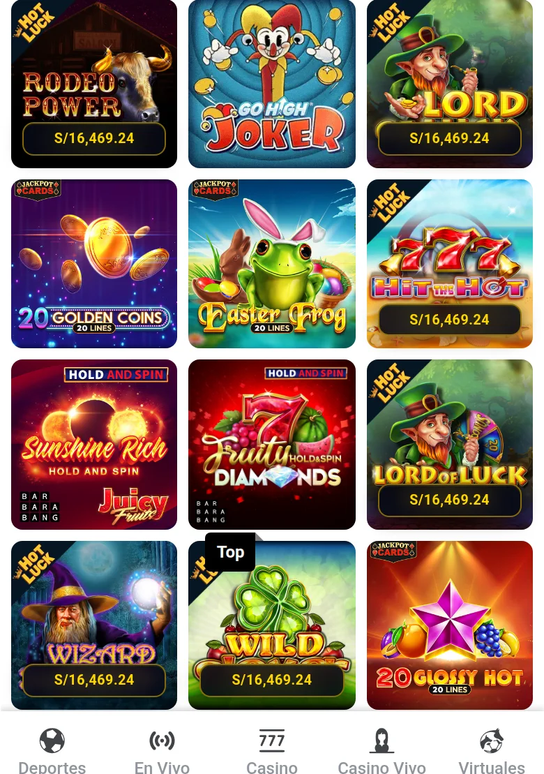 Fichas de juego con el mismo importe de jackpot repetido