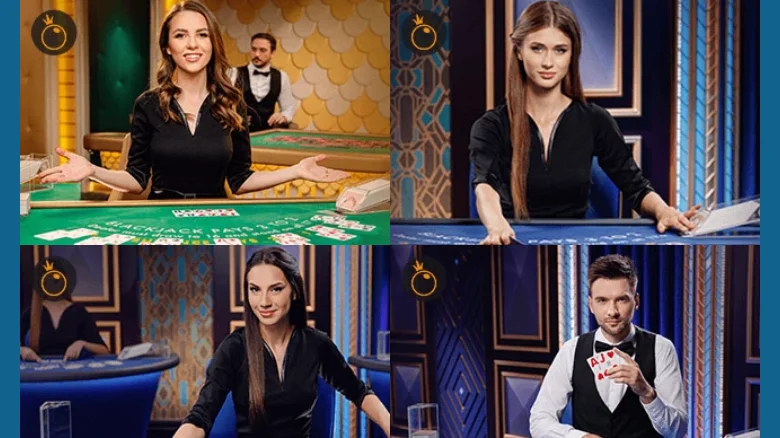 Tables de blackjack en direct, quatre par rangée