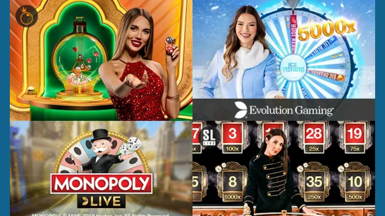Jeux télévisés Evolution : la roue Ice Fishing à 5000x et Monopoly Live