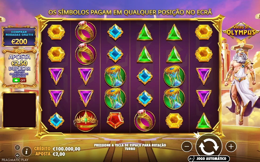 Gates of Olympus — tela inicial do jogo