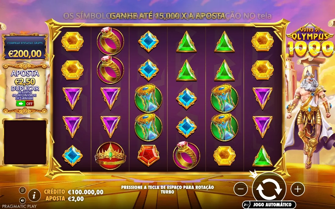 Gates of Olympus 1000 — tela inicial do jogo