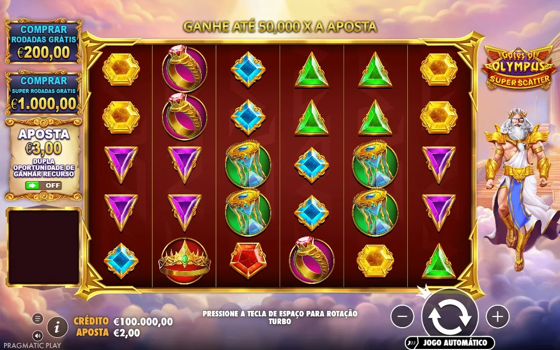 Gates of Olympus Super Scatter — tela inicial do jogo