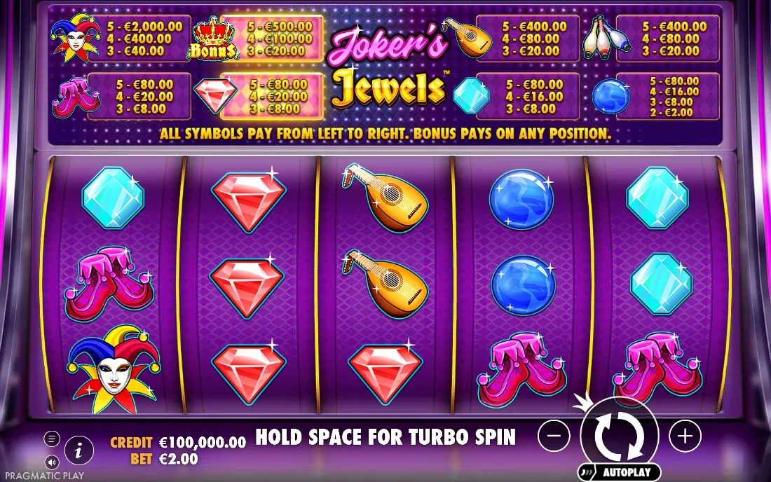 Joker's Jewels — game screen