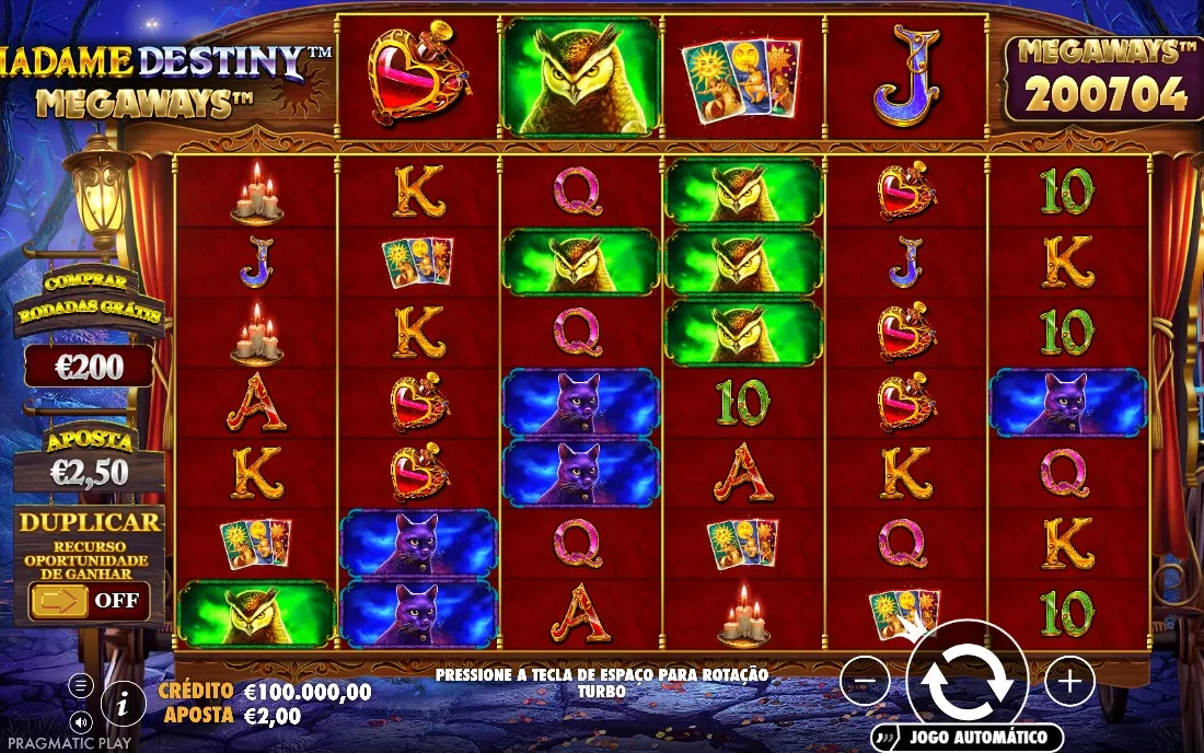 Madame Destiny Megaways — tela inicial do jogo