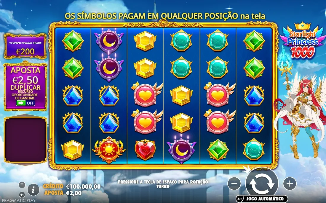 Starlight Princess 1000 — tela inicial do jogo