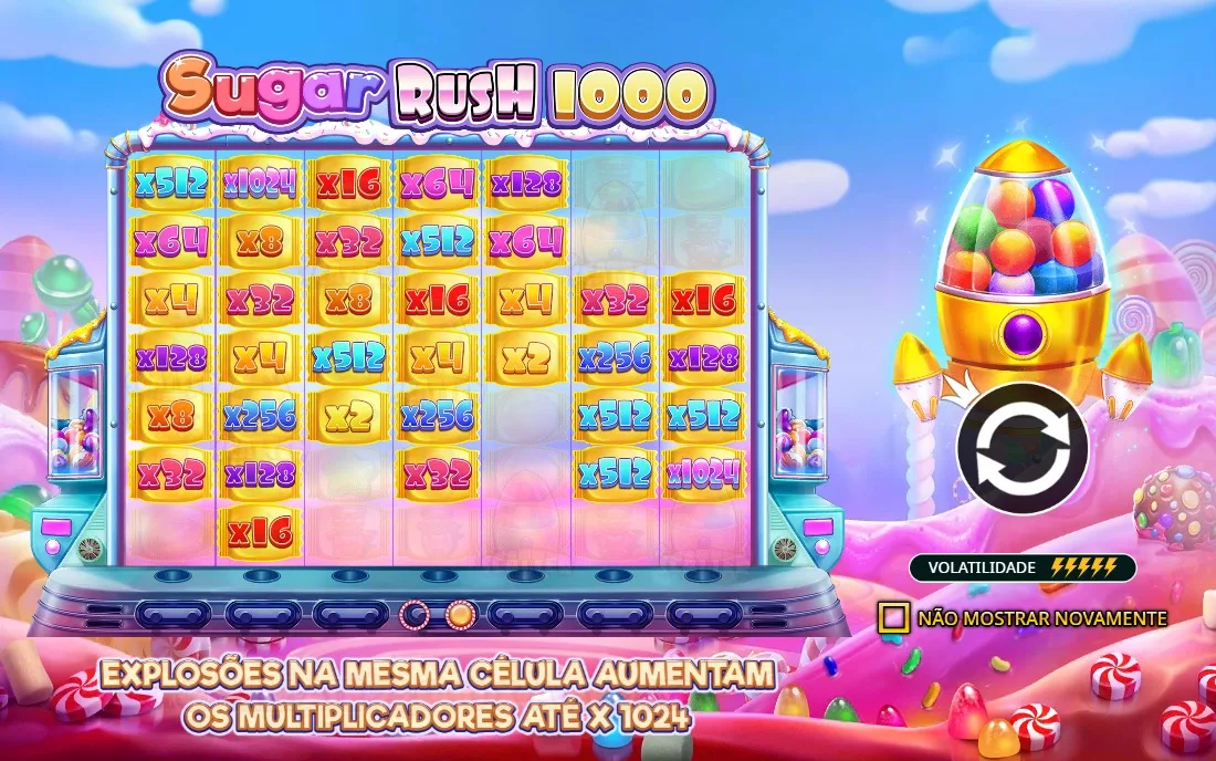 Sugar Rush 1000 — tela inicial do jogo