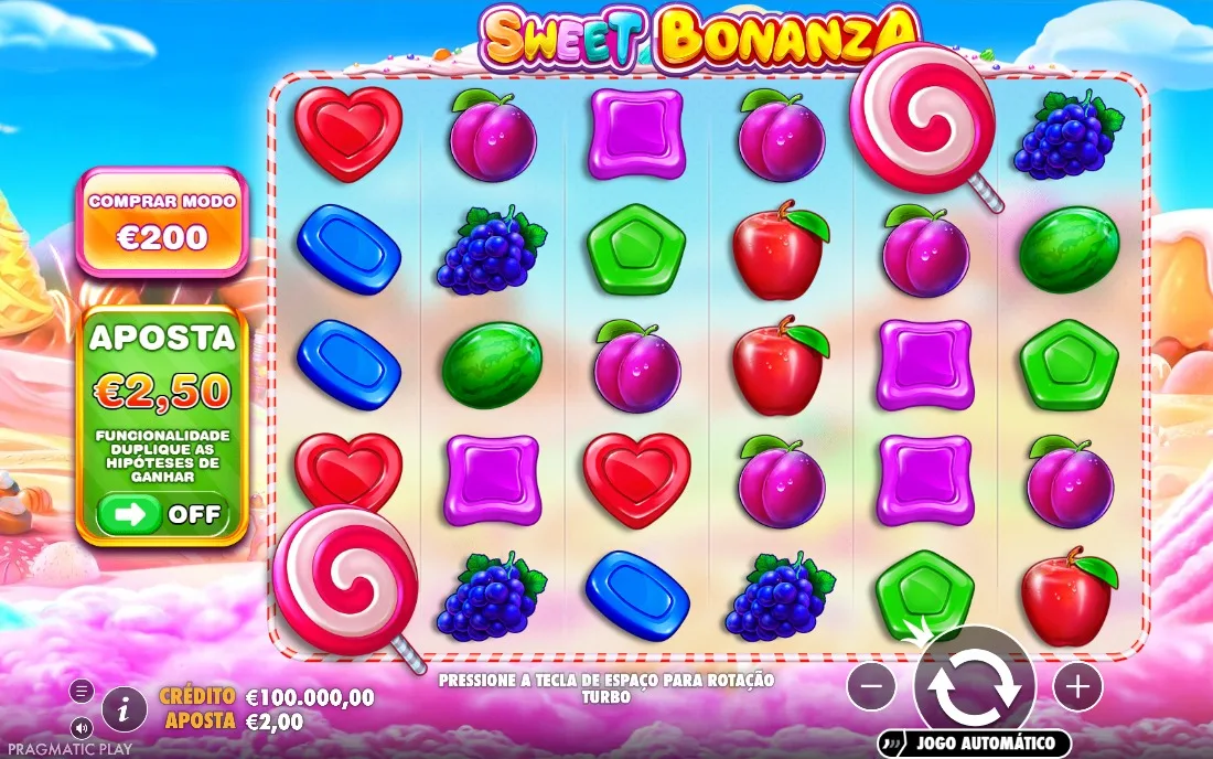 Sweet Bonanza — tela inicial do jogo