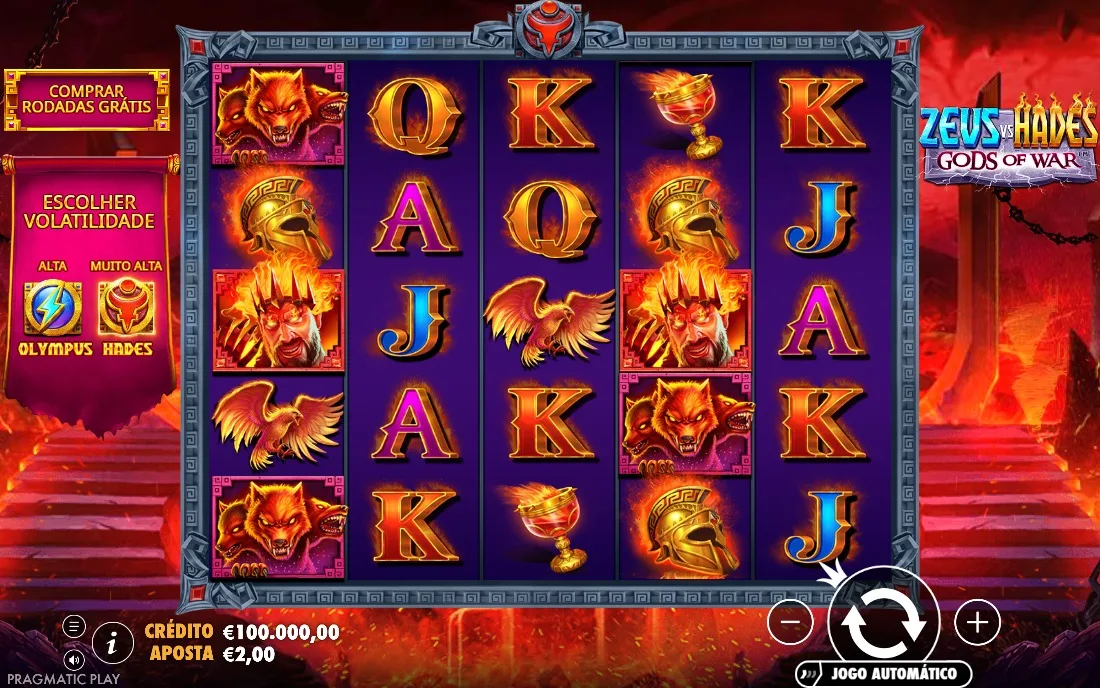 Zeus vs Hades - Gods of War — tela inicial do jogo